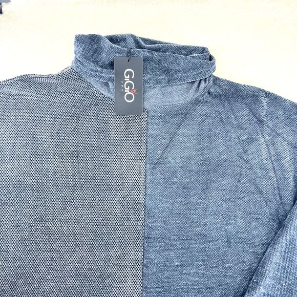 GIGIO USA Two Toned Gray Color-Block Turtleneck Sweater Bell Sleeves  Pockets M - Picture 6 of 16